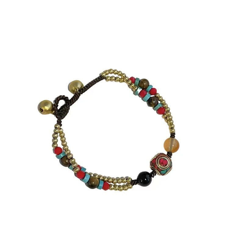 Wholesale Retro Niche Beaded Natural Stone and Wood Bracelet